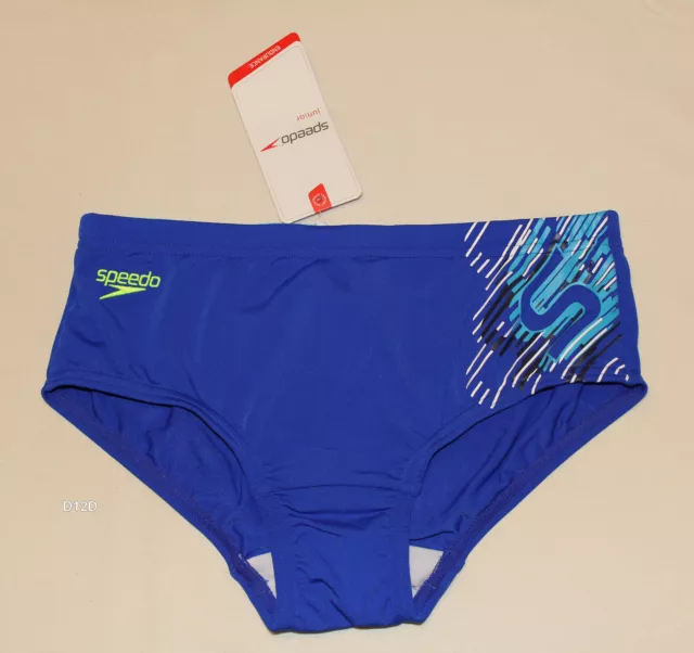 Speedo Endurance Boys Blue Powerflux Printed Brief Bathers Size 10 New