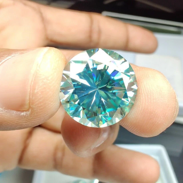 Loose Moissanite Round Cut Cyan Blue Brilliant Cut Diamond For Engagement Ring