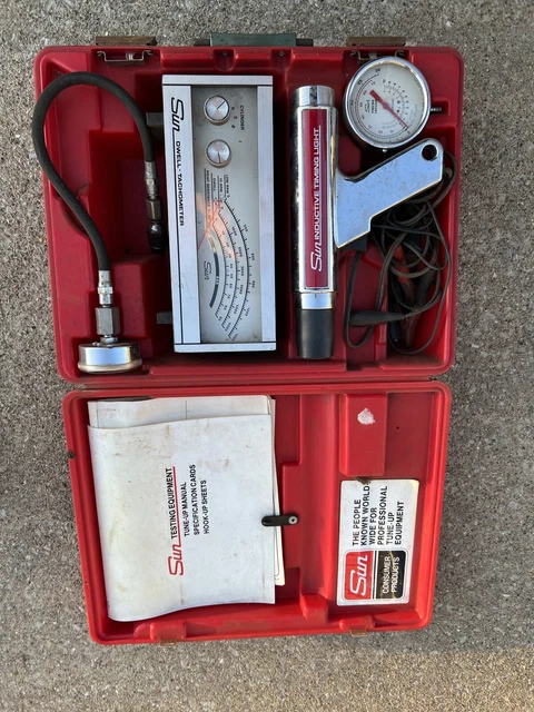 Sun Inductive diagnostic Tune-Up Testing Kit w Case: Timing Light Tach/Dwell Vac