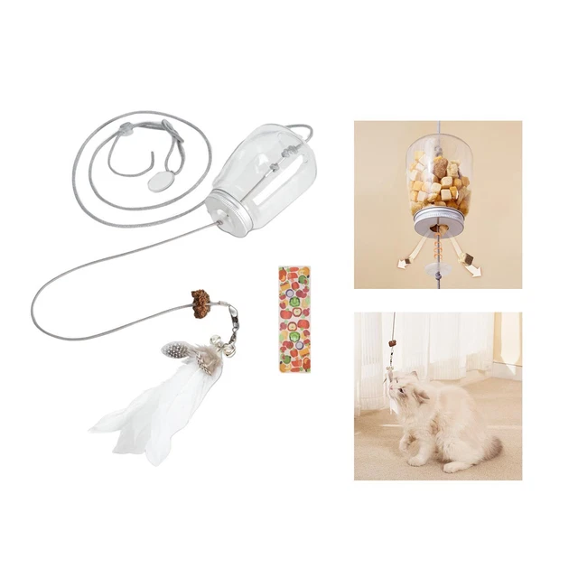 Cats Leaking Food Toy Treat Dispenser Toy with Bell Teasing Feather Cat