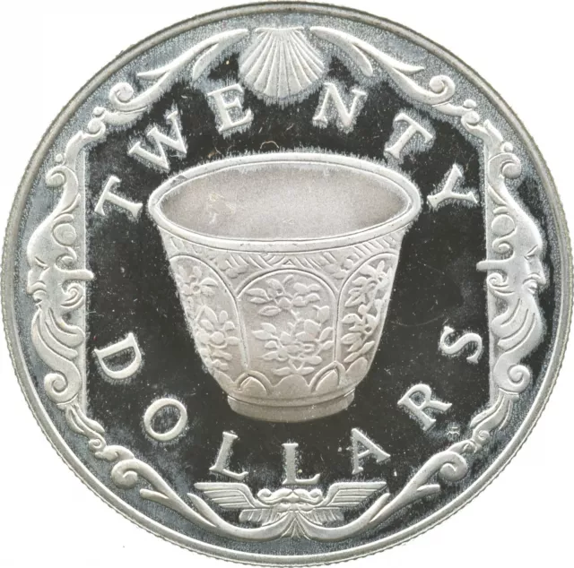 SILVER WORLD COIN 1985 British Virgin Islands 20 Dollars World Silver Coin *053