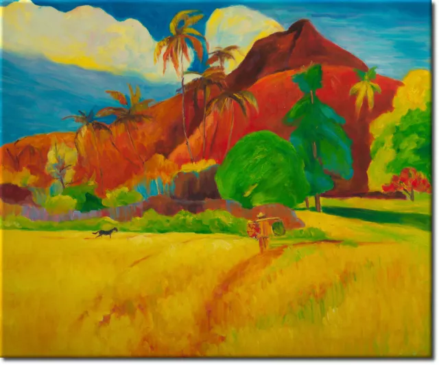 Ölgemälde 'Landschaft auf Tahiti' nach Paul Gauguin in 64x53cm