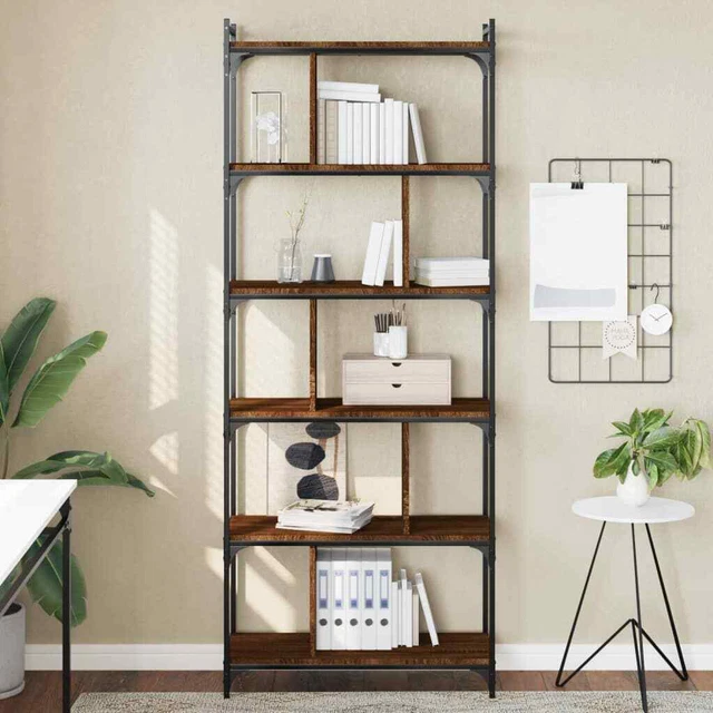 Librería 6 estantes madera ingeniería gris Sonoma 76x32x192 cm vidaXL