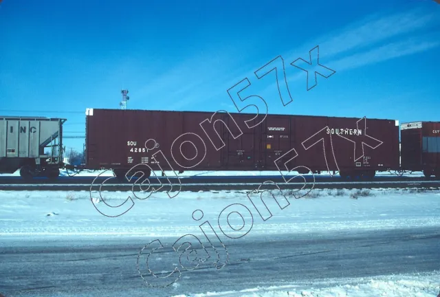 Original Slide- SOU Southern Ry 86' Boxcar #42851 At Eola, IL. 12/89