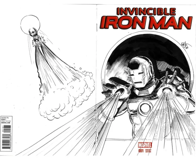 Invincible Iron Man #1 Sketch Variant Cover Comic W Original Art Dave Castr