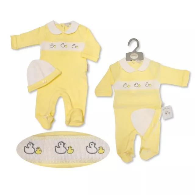 Newborn Baby Sleepsuit Girls Boys Neutral ~ Ducks  ~ Lemon ~ NB-0-3-6 Months