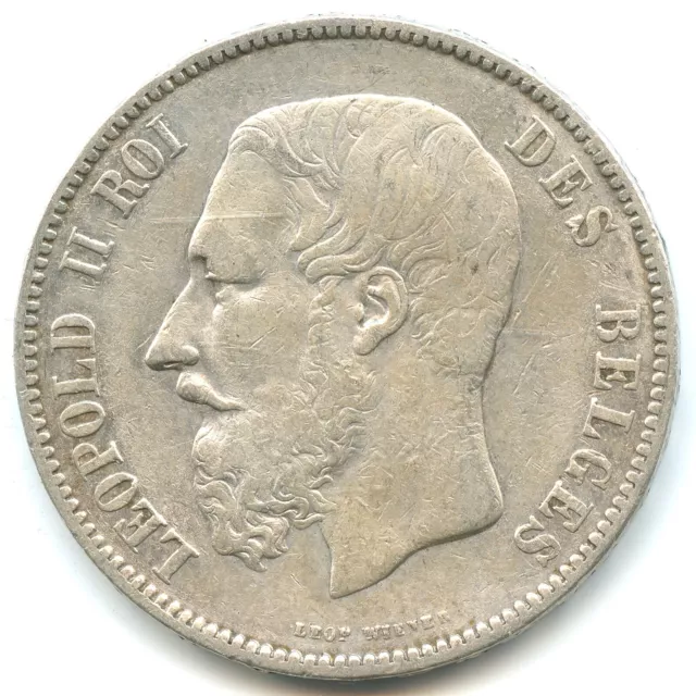 Belgique 5 francs argent Léopold II 1873 n°6141