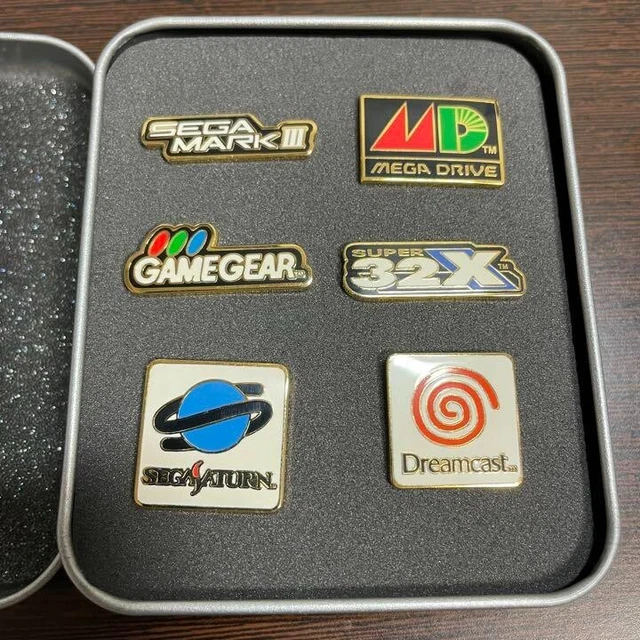RARE SEGA MEGA Drive etc. Hard Logo Pin Batch Set of 6 w/Case from