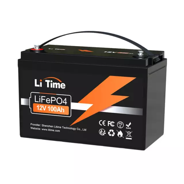 LiTime 12V 100Ah Lithium Batterie LiFePO4 Akku 1280Wh für Solaranlage Boot RV