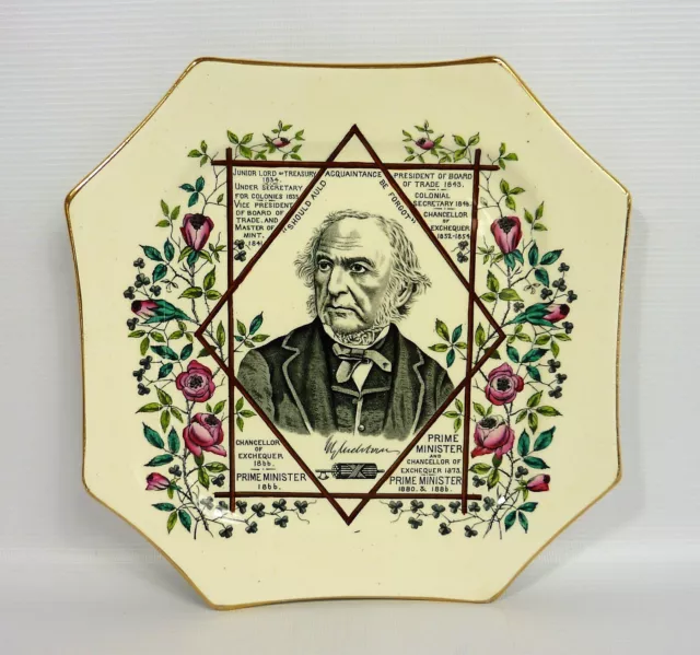 Vintage William Ewart Gladstone Octagonal Commemorative Plate - Unmarked