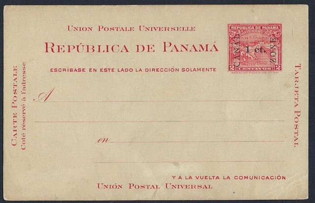 US CANAL ZONE 1907 Sc UX1 MINT ENTIRE SLIGHT CREASE BOTTOM CENTER