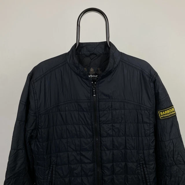 Vintage Barbour Quilted Jacket Zip Up, Black XL