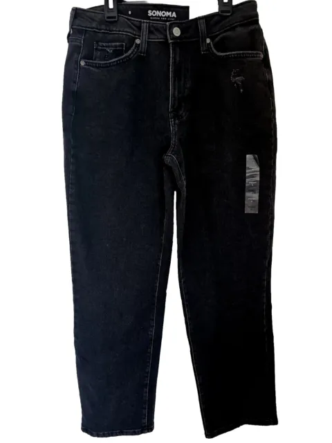 Misses Jeans Size 6 Sonoma Straight High Rise Brand NEW With Tags Black