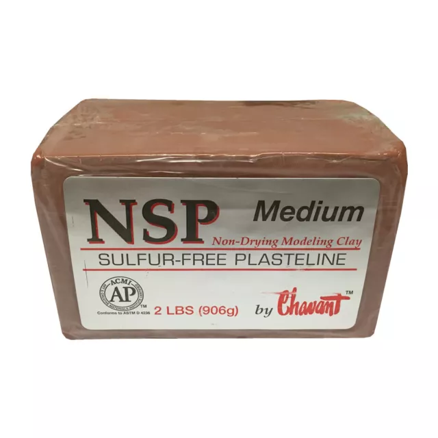 Chavant NSP Medium Sulfur-Free Plasteline Fine Art Clay - 2lb Block (906g)