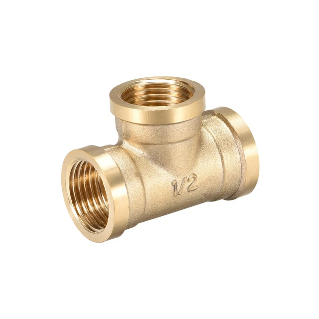 Brass Tee Pipe Fitting G1/2  Female Thread T Shaped Connector Coupler