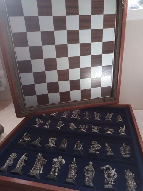 THE FANTASY OF THE CRYSTAL - PEWTER CHESS SET (Danbury Mint) - **COLLECT ONLY**