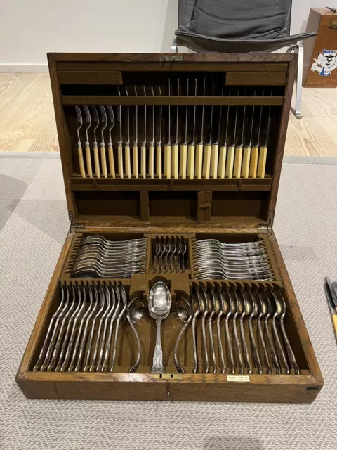 Mappin And Webb Cutlery Set Silver Plate/ Stainless Steel Antique Set With Extra