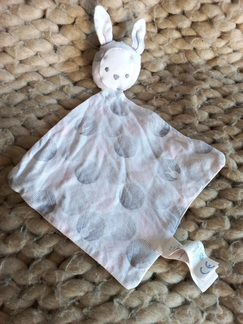 🐰Doudou Plat Lapin Rond Style Plume Rose Gris OBAIBI OKAIDI