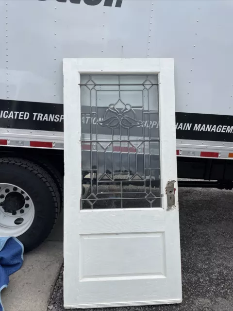 AN657 antique Beveled Glass in Oak entrance door 38 x 81 x 1.75