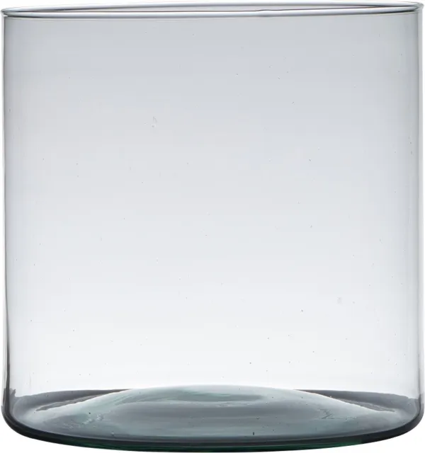 Dekoglas, Vase ZYLINDER RECYCLED H. 19cm D. 19cm transparent rund Glas Hakbijl