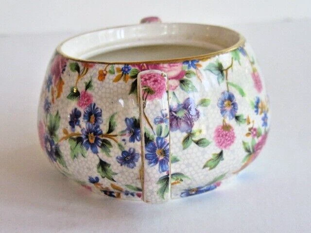 Royal Winton Grimwades Old Cottage Chintz (Pre 1960) Globe Creamer & Open Sugar 3