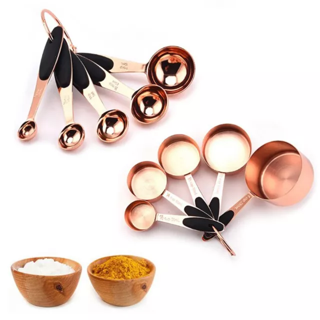 Stainless Steel Measuring Cups Spoons Set Rose Gold Coffee Kitchen Cooking Spoon