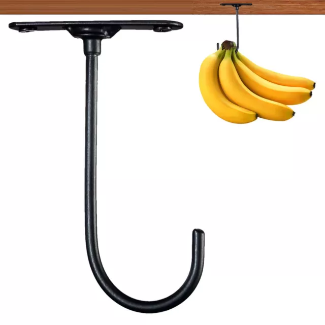 1X Banana Metal Hook Hanger Under Cabinet Hook Hanging Fruit Basket For Kitchen