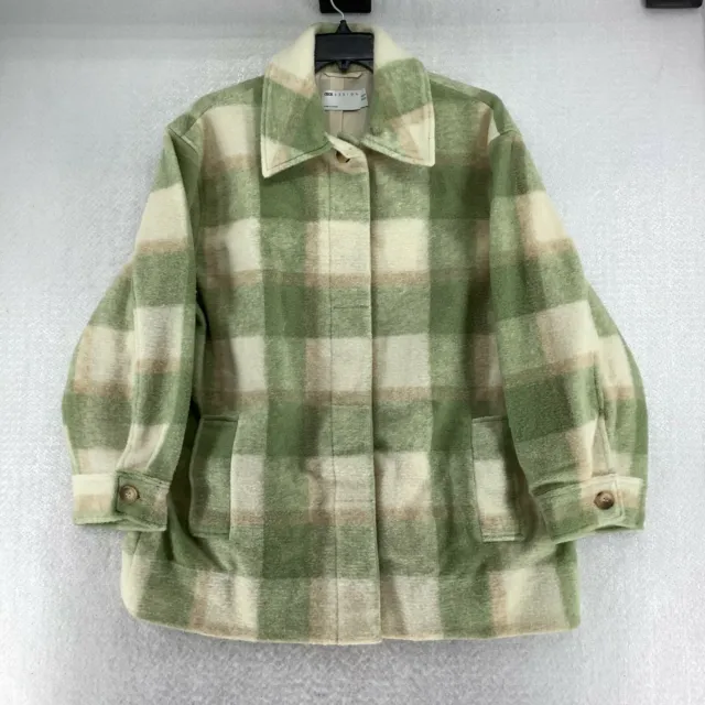 Asos Design Womens Green Checked Long Sleeves Boyfriend Jacket Size 8