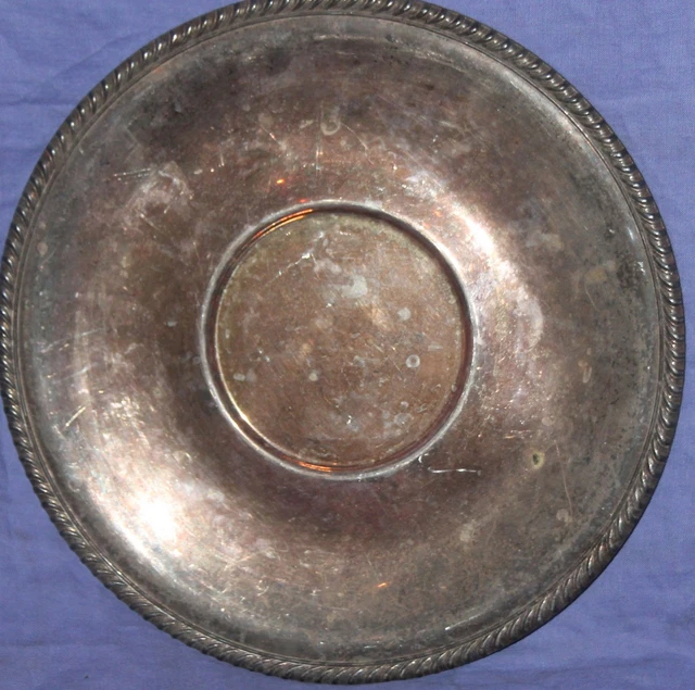 Grand Plateau Majordome Ancien - Plaqué Argent Gravé - Style Victorien Américain 1900-1940