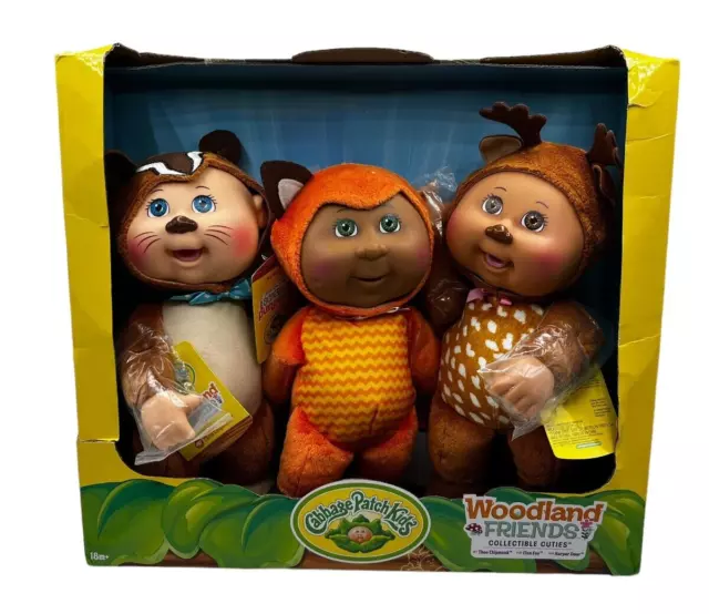 Cabbage Patch Kids WOODLAND Friends Collectible Cuties 3 Pack NIB (Box Damage)