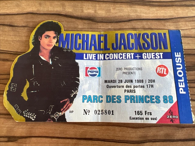 BILLET CONCERT MICHAEL Jackson Parc des Princes 88 EUR 70,00 - PicClick FR
