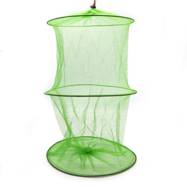 Réseau De Pêche Pliant Portable 2 Couches, Cage Maille pour Crevettes, 48x30cm