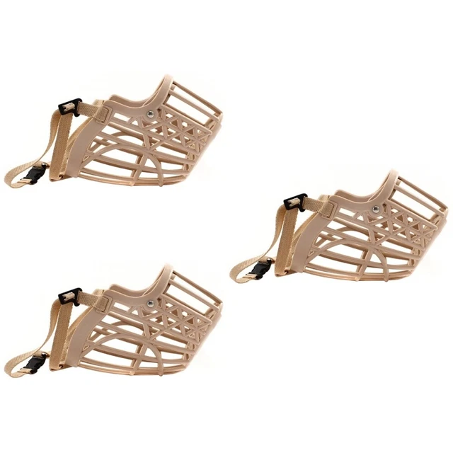 3pcs Pet Dog Puppy Plastic Basket Type Adjustable Training Muzzle Anti-biting