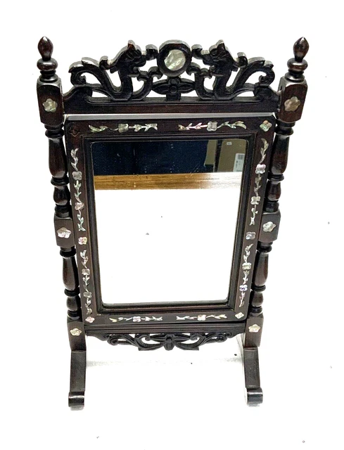 Psyché Miroir Rond En Bois Sculpté Main - Salle De Bain Ou Salon, Style Artisanal