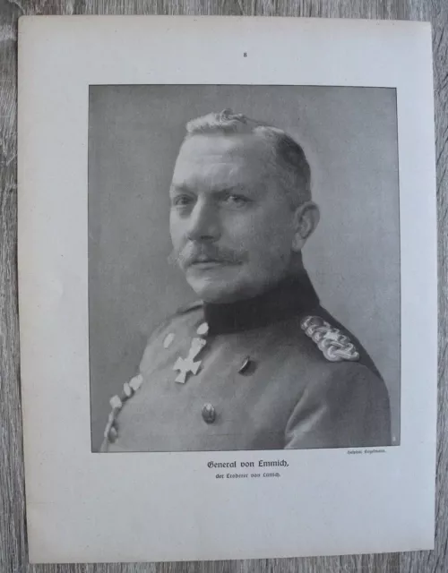 Blatt 1914-22 General von Emmich Eroberer von Lüttich Liege Belgien 1.WK 30x23cm