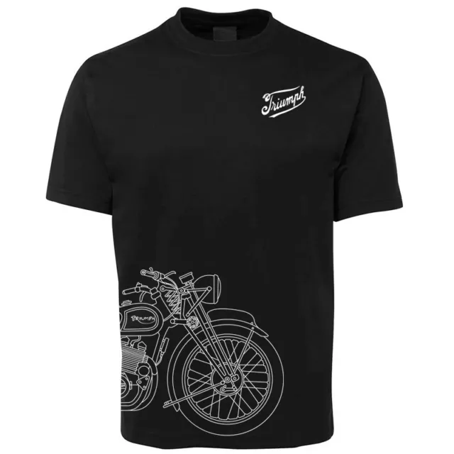 New Black Triumph Old Bike T Shirt 100% Cotton Size S - 10XL