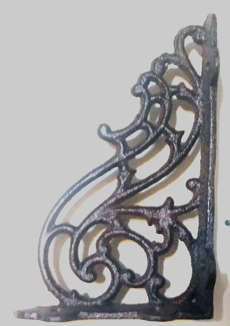 Wall Shelf Brace Brackets Cast Iron 4 1/4" x 3 1/4"  Brown with Screws Set of 2 2