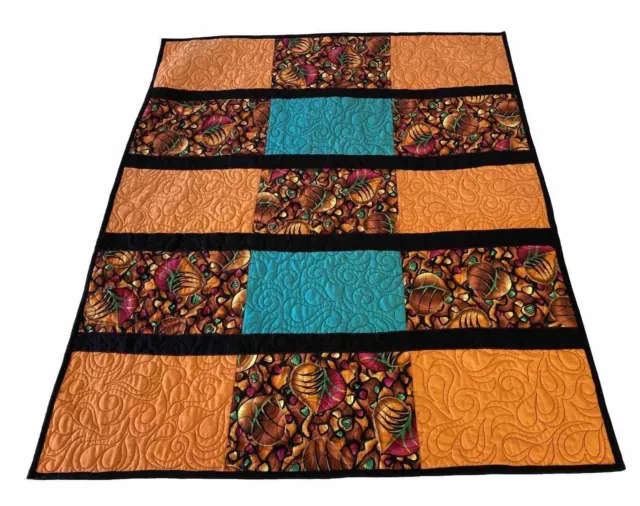 Handmade Patchwork Cotton Quilt Colourful Bright Geometric 115 cm x 100 cm