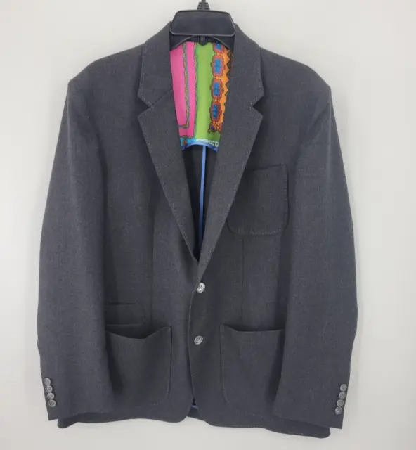 Robert Graham Blazer Mens 42R Two Button Black Wool Sport Coat Jacket Pockets