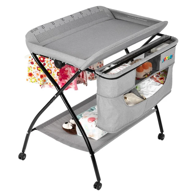 JOYMOR Baby Changing Table Folding Infant Diaper Station, Black/ Gray