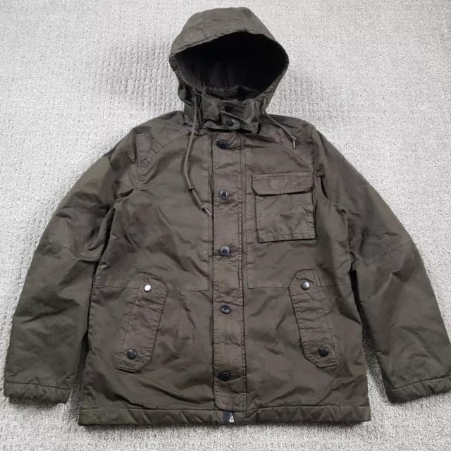 GAP Jacket Mens Small Green Canvas Military Cargo Field Coat Hooded