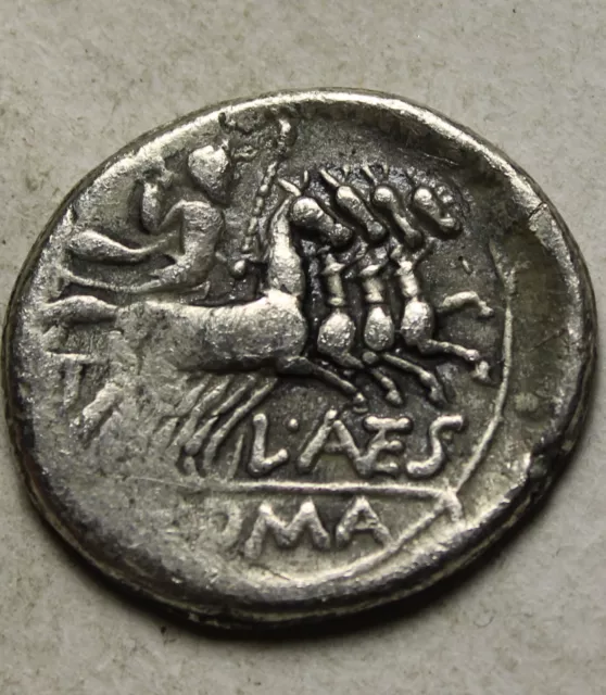 Rare ancient Roman silver coin Antestia Gragulus 136BC Denarius Jupiter quadriga 2
