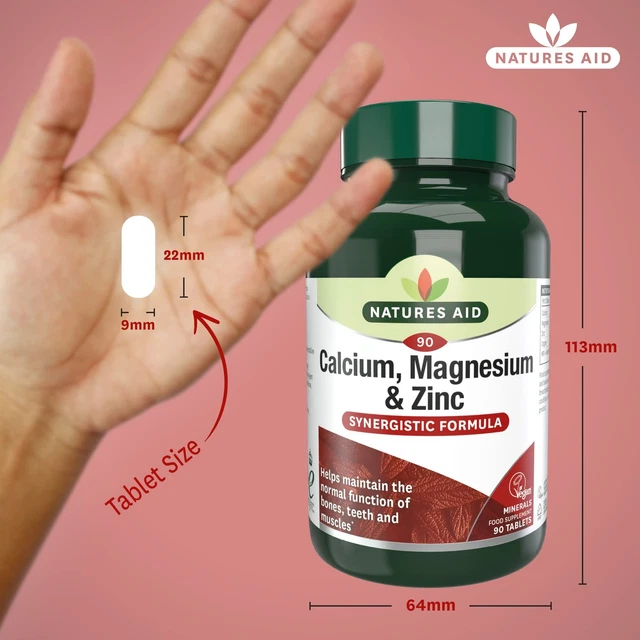 NATURES AID CALCIUM Magnesium Zinc - Supports Bones 90 count (Pack of 1 ...