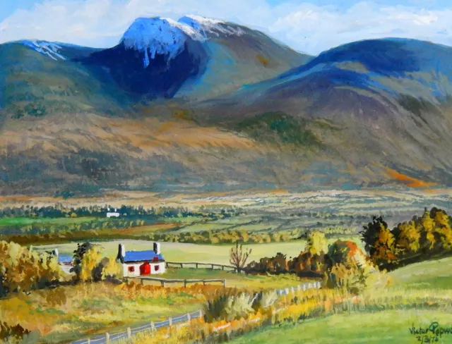 Vintage Painting Scotland Ben Nevis Mountain Scottish Highlands Victor Papworth