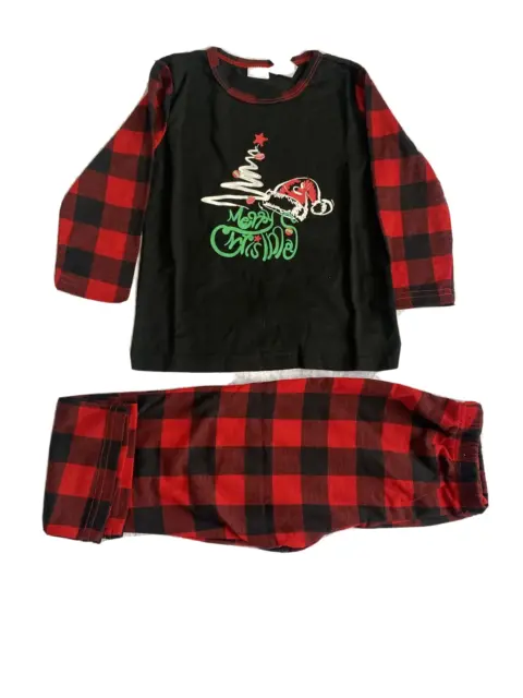 Set pigiami abbinati a Natale bambini camicia a quadri rossi + pantaloni pigiami bambino 2-3 anni