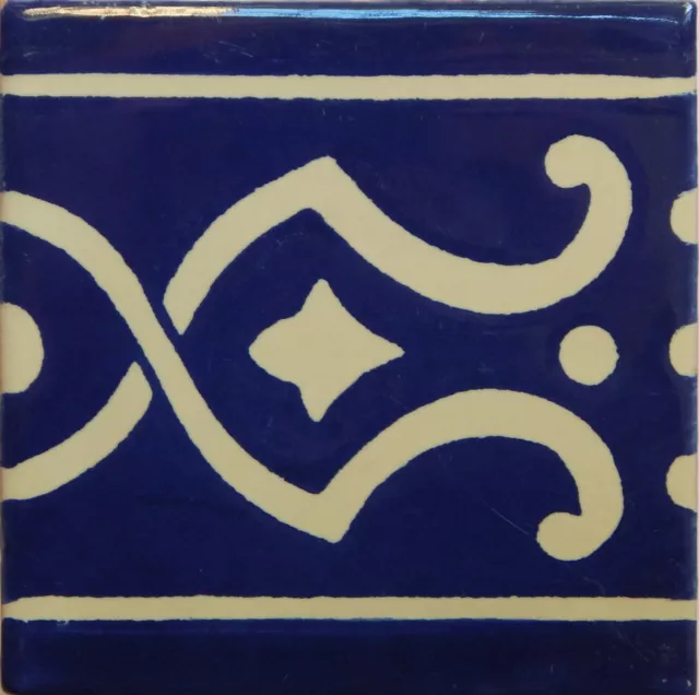 Mexican Tile Talavera Tiles High-Quality Hand Painted Blue White Tile T-41