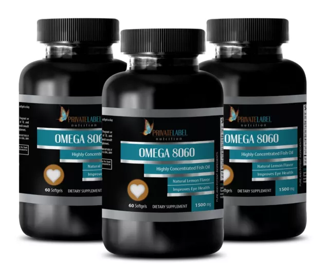 HUILE DE POISSON OMÉGA-3 PURE 1500 mg qualité pharmaceutique EPA DHA 180 gélules 3 bouteilles