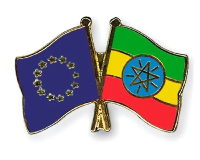 EU European Union & Ethiopia Flags Friendship Courtesy Enamel Lapel Pin Badge