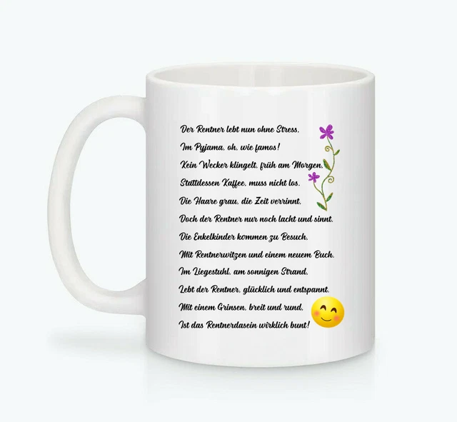 LUSTIGE SPRUCH TASSE Gedicht Rentner Rentnerin Rente Danke Geschenk