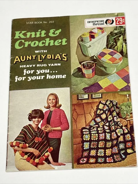 Knit & Crochet with Aunt Lydia's Heavy Rug Yarn For Your Home Star 203 Pattern